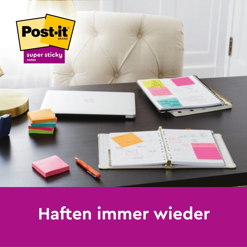 Post-it® Super Sticky Notes, 76 mm x 76 mm, 90 Blatt/Block, 100% PEFC