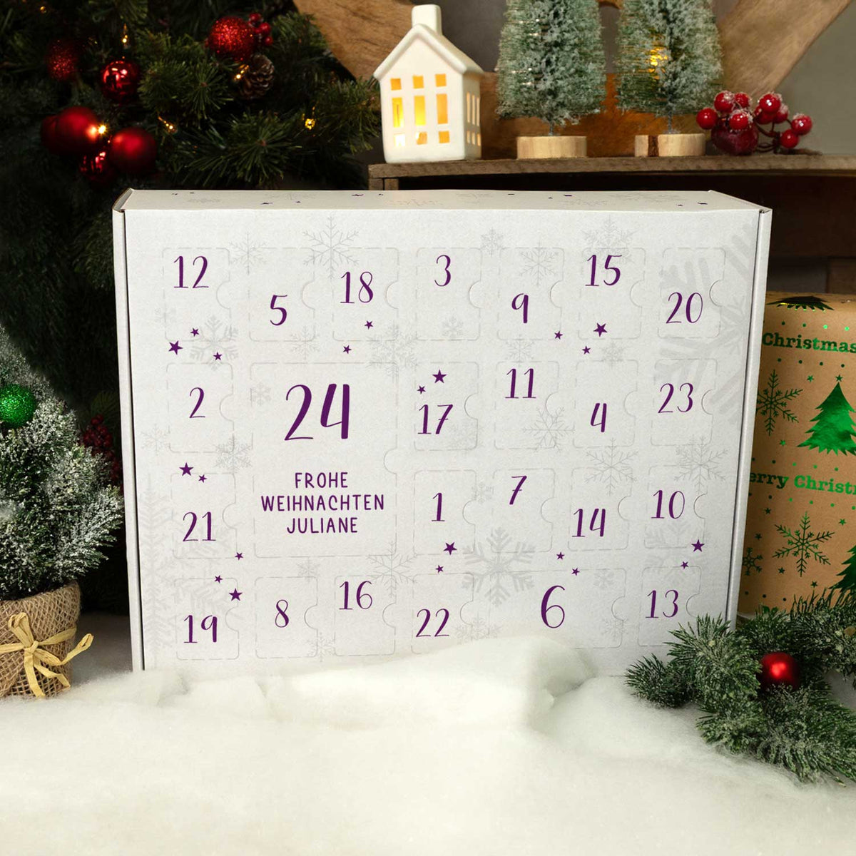 Personalisierter DIY Adventskalender mit Nummern Design zum selbst Befüllen