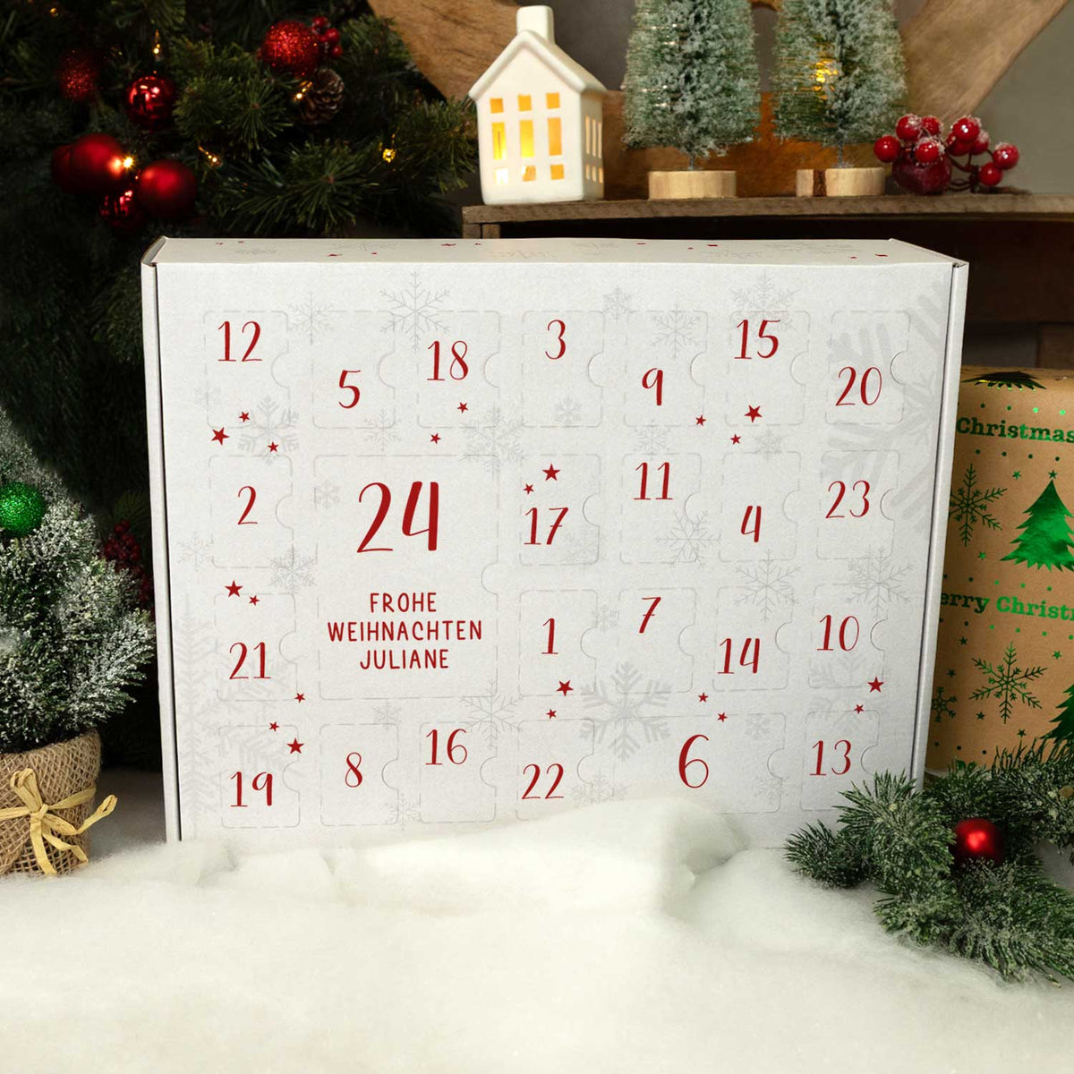 Personalisierter DIY Adventskalender mit Nummern Design zum selbst Befüllen