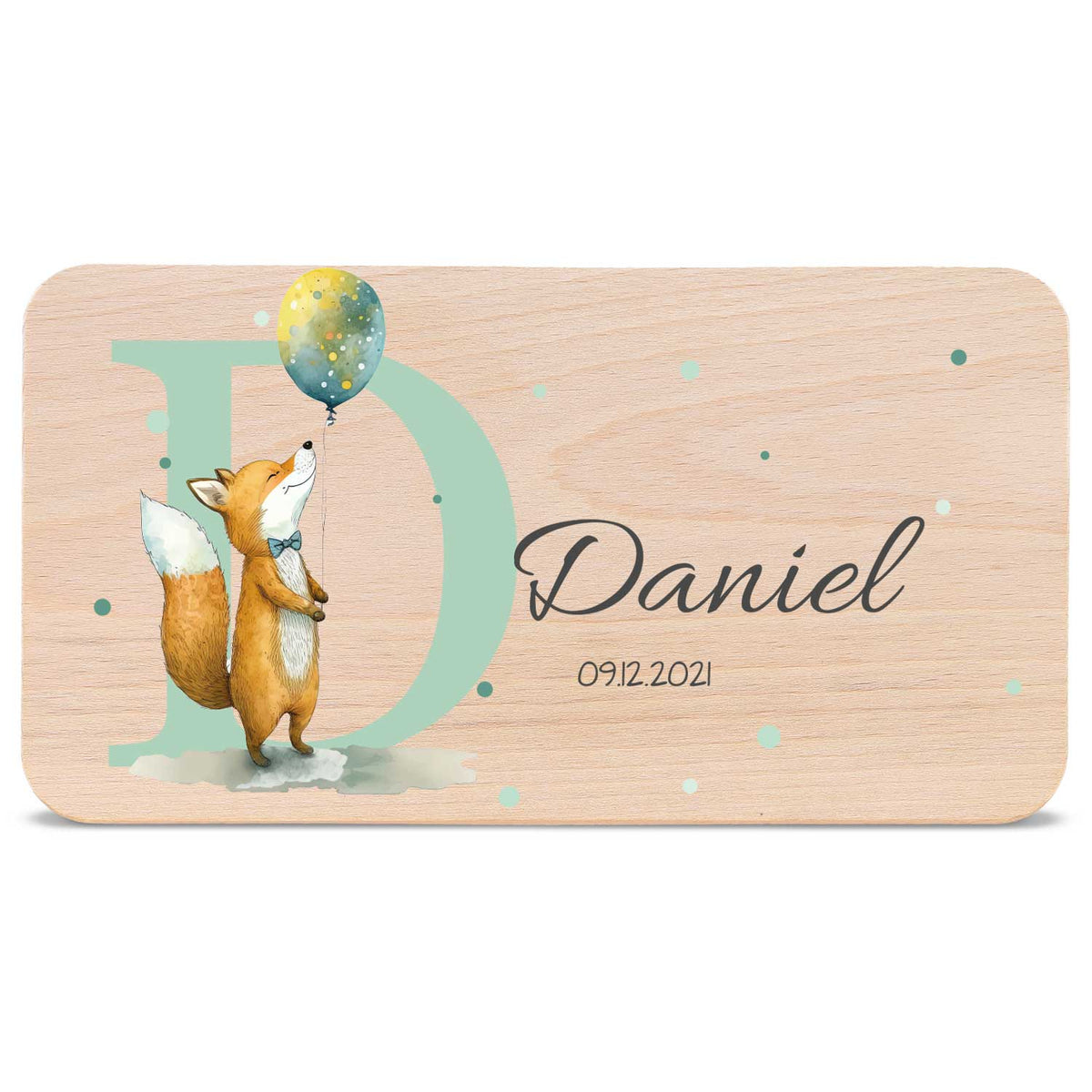 Frühstücksbrettchen mit Druckmotiv & Name - Initial