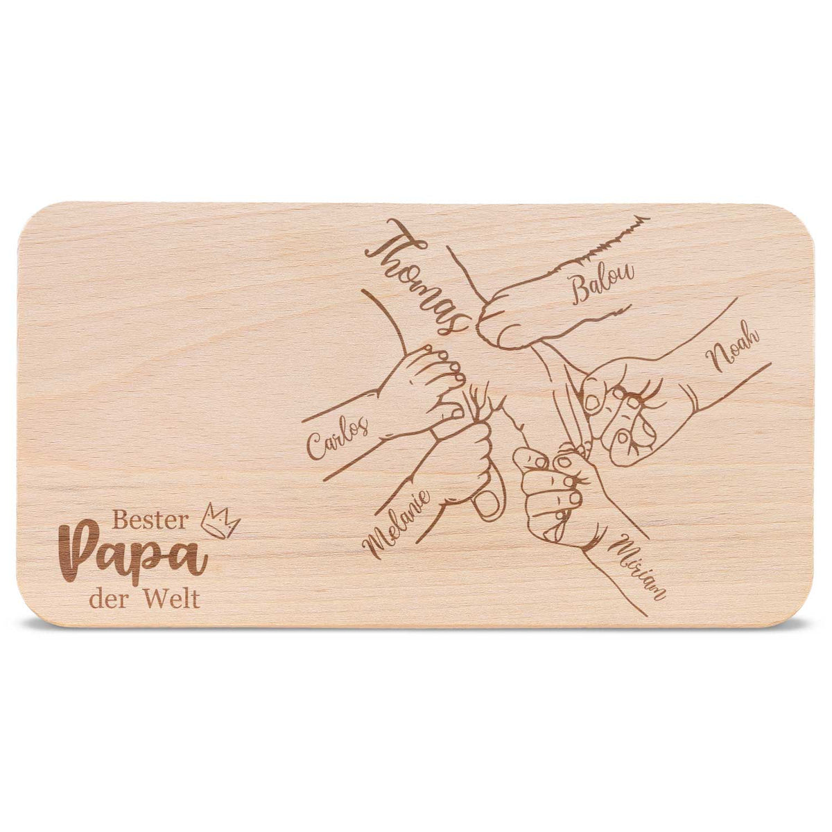 Frühstücksbrettchen mit Gravur "Kinderhände halten Papa"