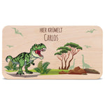 Frühstücksbrettchen mit Druckmotiv & Name - T-Rex Design