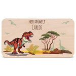 Frühstücksbrettchen mit Druckmotiv & Name - T-Rex Design