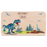 Frühstücksbrettchen mit Druckmotiv & Name - T-Rex Design
