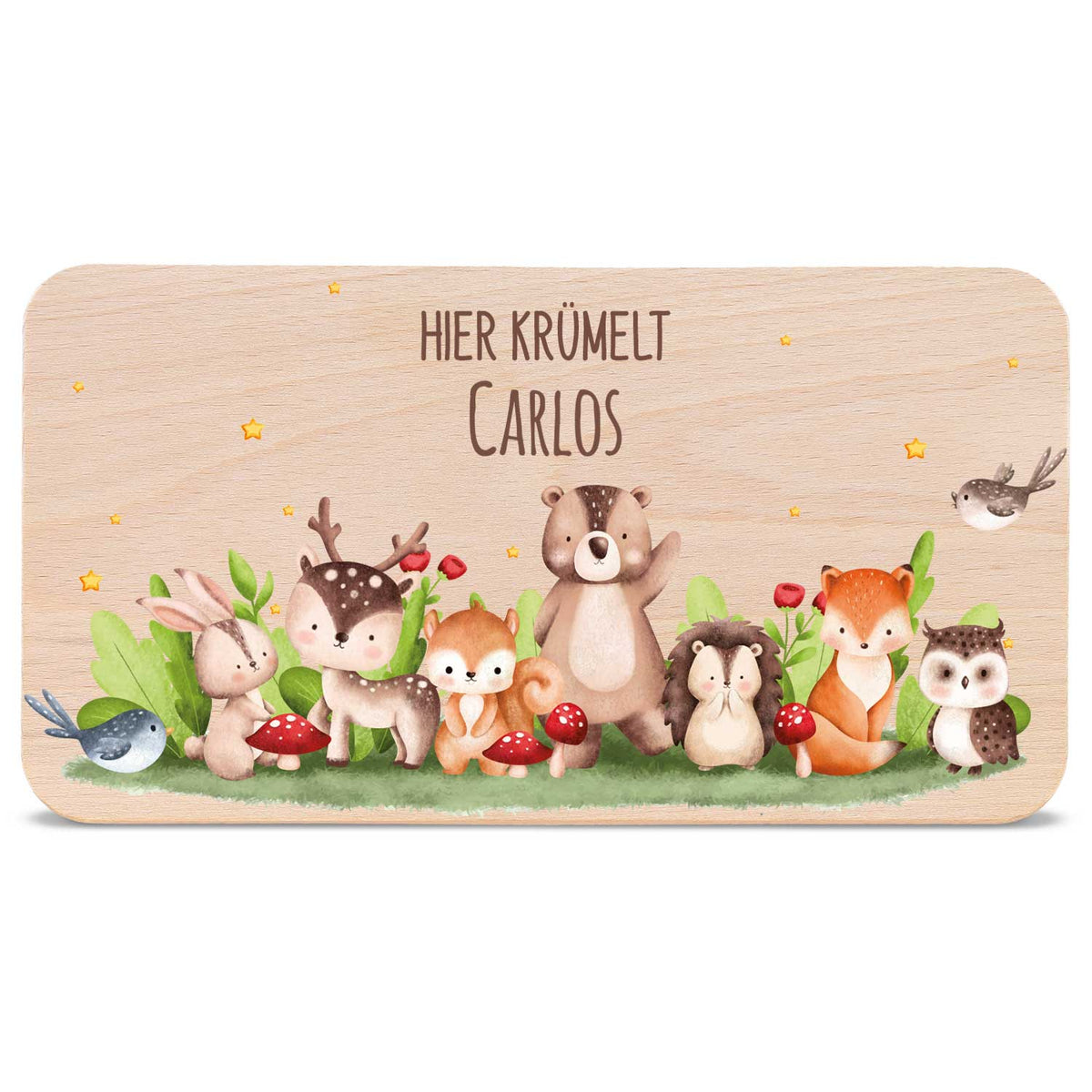 Frühstücksbrettchen mit Druck & Name im "Tiergruppe" Design Namma Markt