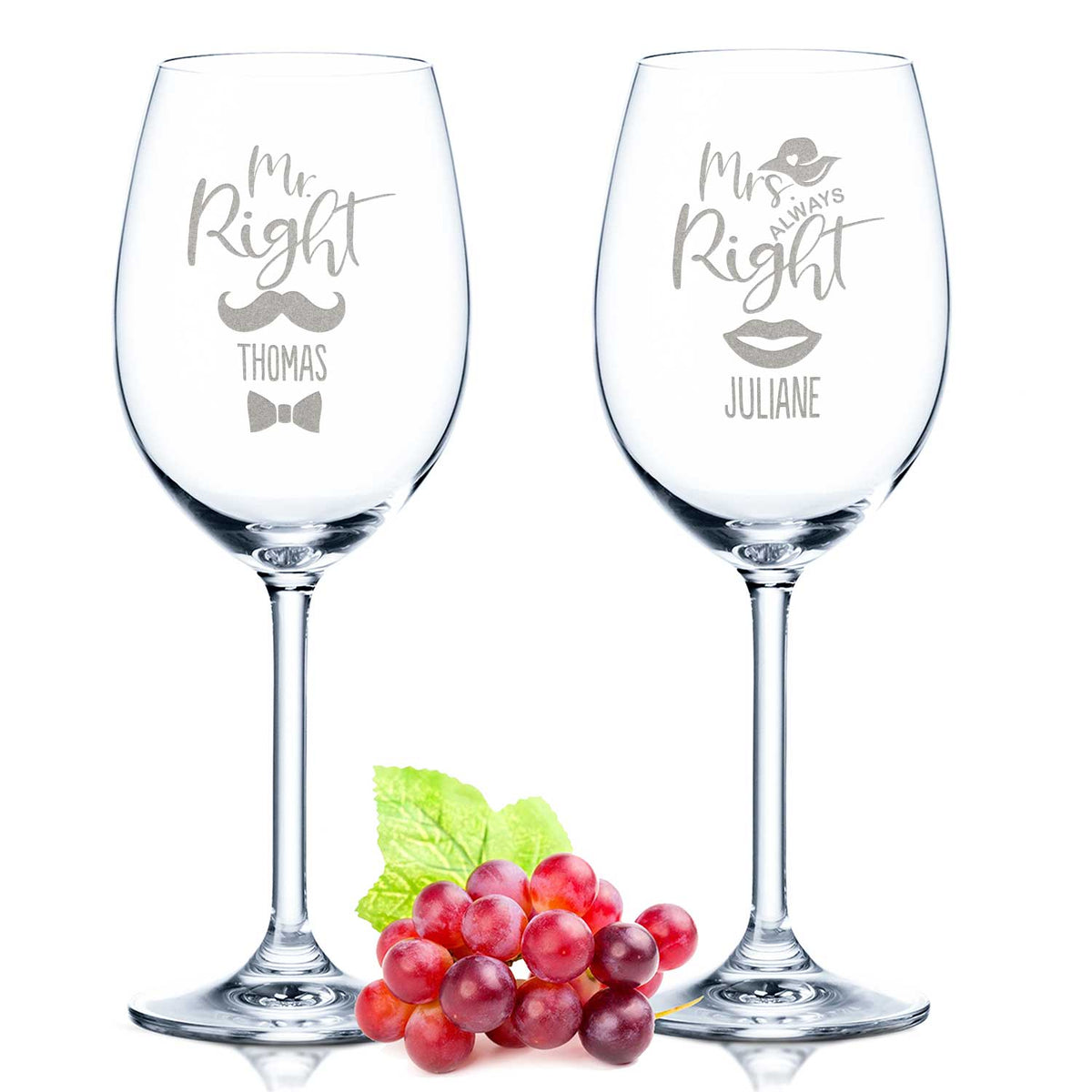 Stölzle Lausitz Weingläser Mr Right & Mrs Always Right mit Gravur im Set