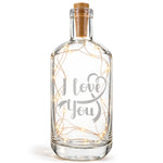 Flaschenlicht mit LED-Lichterkette und Gravur "I love you"