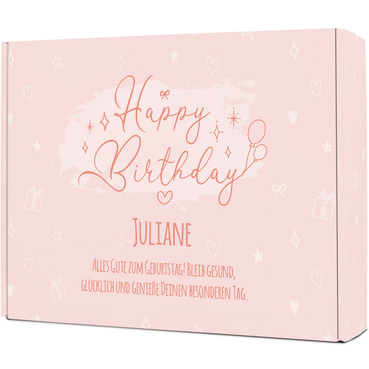 Personalisierte DIY Geschenkbox - Rosa Happy Birthday mit Wunschtext