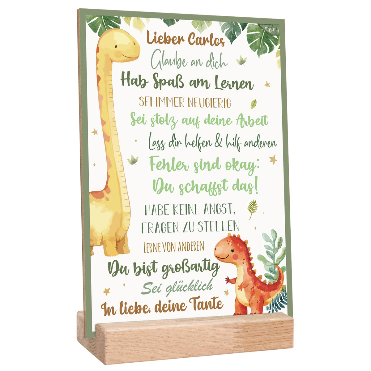 Holzschild zur Einschulung - Dino - Einschulungsmutmacher