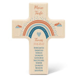 Personalisierbares Holzkreuz zur Taufe Konfirmation oder Kommunion - Regenbogen Design