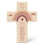 Personalisierbares Holzkreuz zur Taufe Konfirmation oder Kommunion - Regenbogen Design