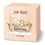 Spardose aus Holz zur Taufe - Arche