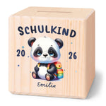 Spardose aus Holz - Schulkind