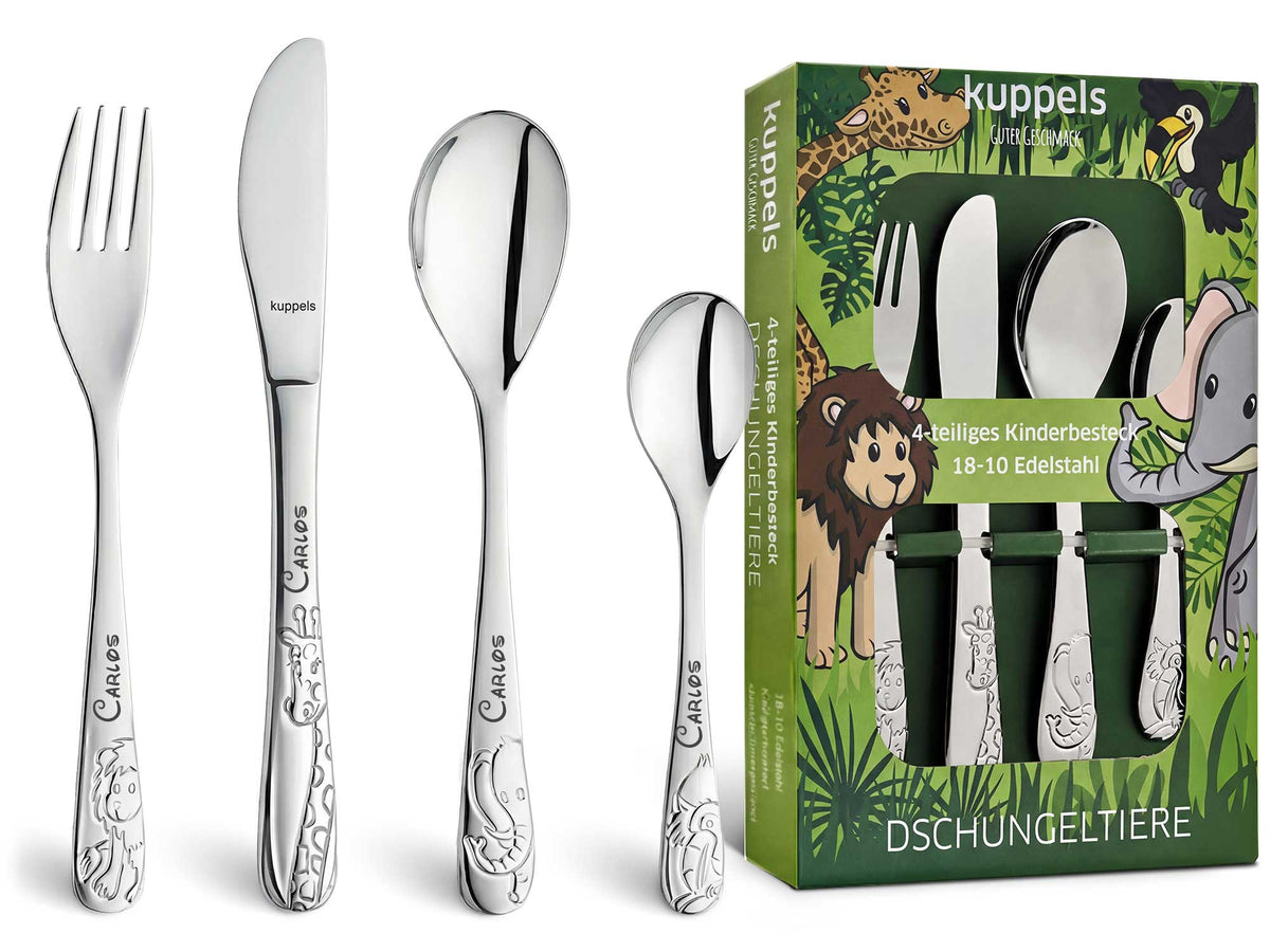 Personalisiertes Kinderbesteck - 4-teiliges Besteckset mit Name für Kinder Namma Markt