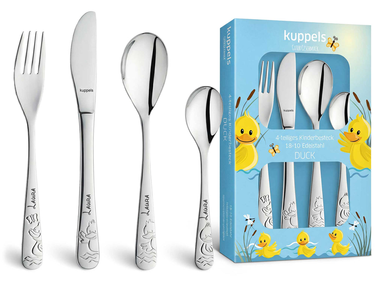 Personalisiertes Kinderbesteck - 4-teiliges Besteckset mit Name für Kinder Namma Markt