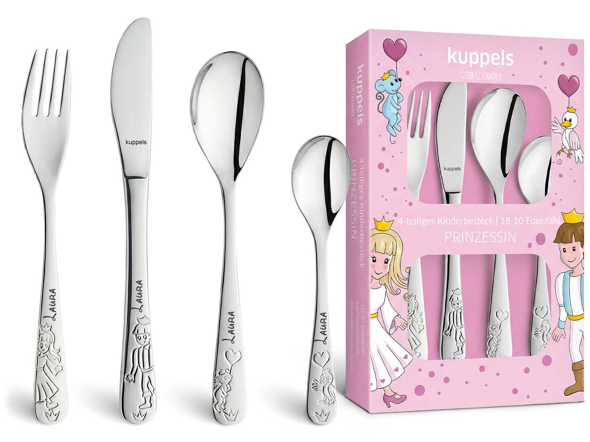 Personalisiertes Kinderbesteck - 4-teiliges Besteckset mit Name für Kinder Namma Markt