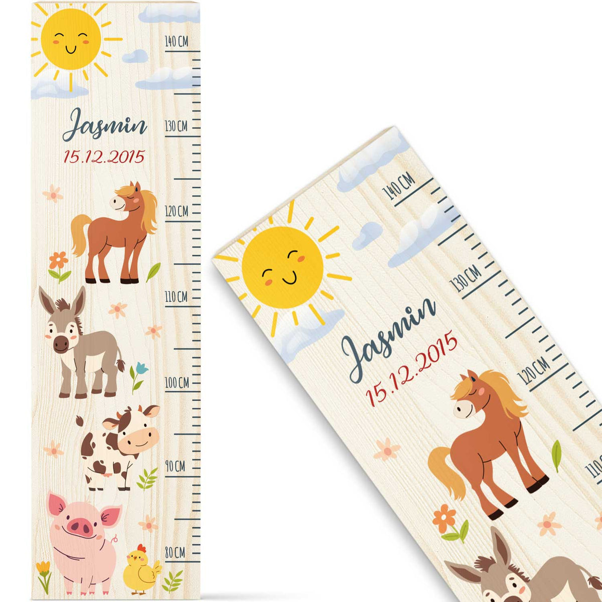 Messlatte mit Namen für Kinder im Bauernhof Design