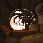 Kinder LED Nachtlicht mit Sockel aus Holz - "Schlafende Tiere"