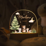 Kinder LED Nachtlicht mit Sockel aus Holz - "Waldfreunde"