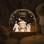 Kinder LED Nachtlicht mit Sockel aus Holz - "Weihnachtstrio"