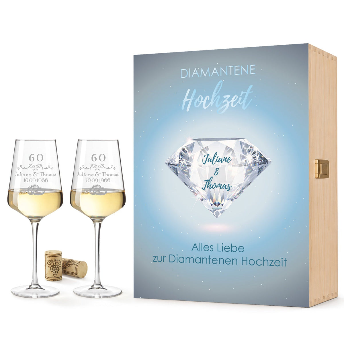 Stölzle Lausitz Weingläser im "Diamantene Hochzeit - 60 Jahre" Design als Set