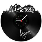 Wanduhr aus Vinyl Skyline Alpen