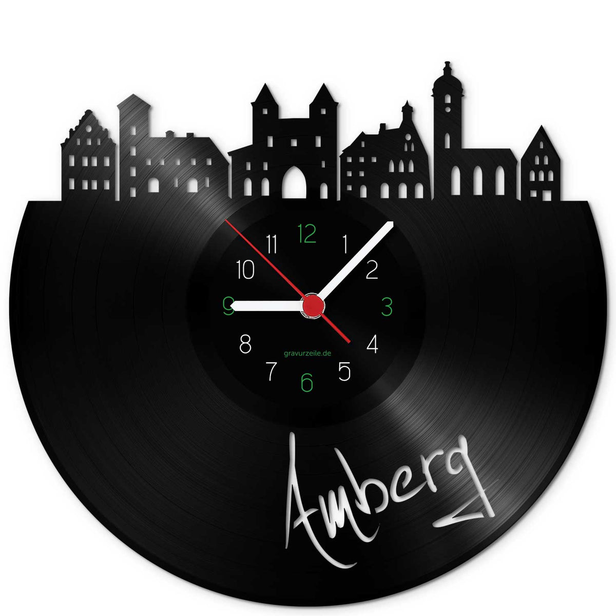 Wanduhr aus Vinyl Skyline Amberg