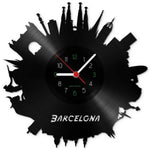 Wanduhr aus Vinyl Skyline Barcelona 2017