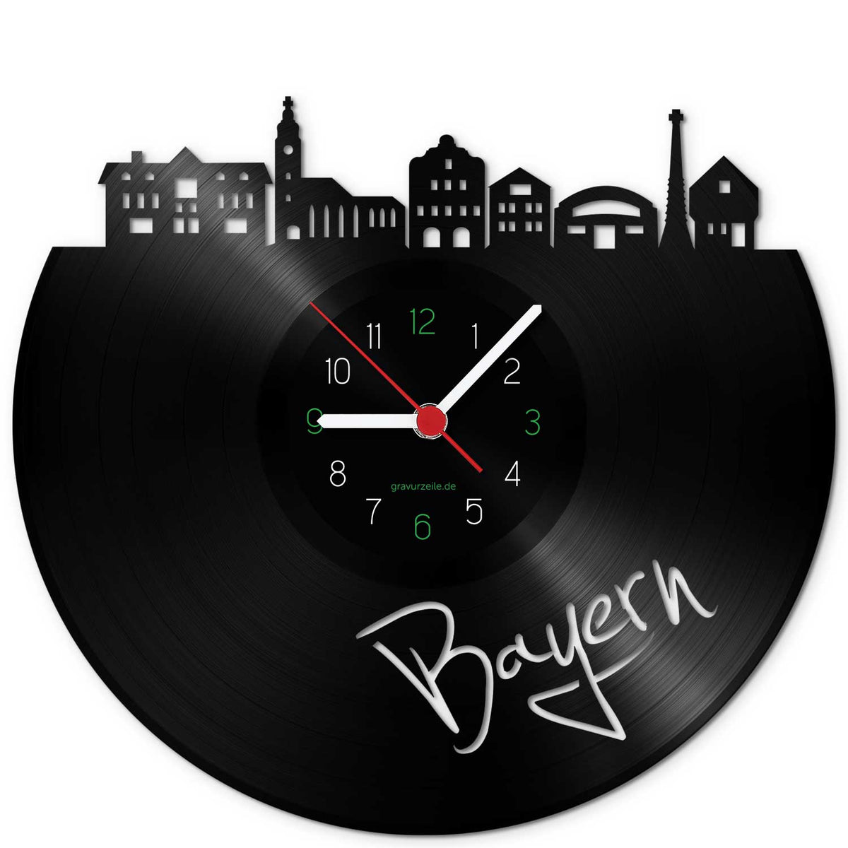 Wanduhr aus Vinyl Skyline Bayern