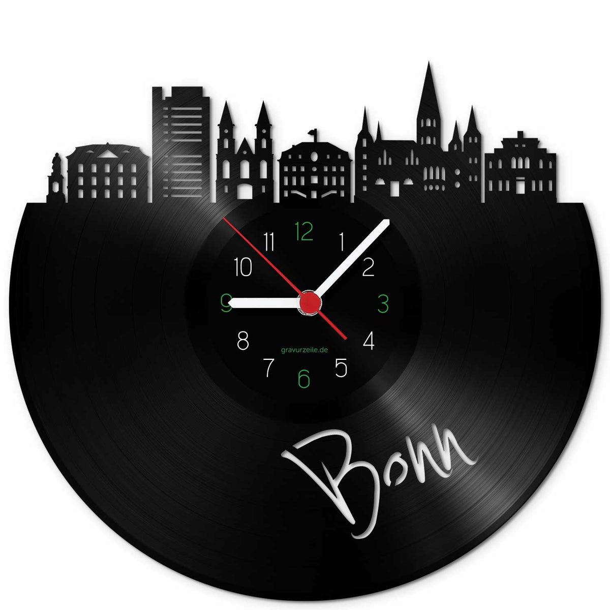 Wanduhr aus Vinyl Skyline Bonn