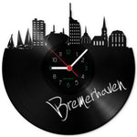 Wanduhr aus Vinyl Skyline Bremerhaven