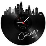 Wanduhr aus Vinyl Skyline Chicago