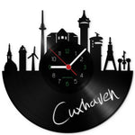 Wanduhr aus Vinyl Skyline Cuxhaven