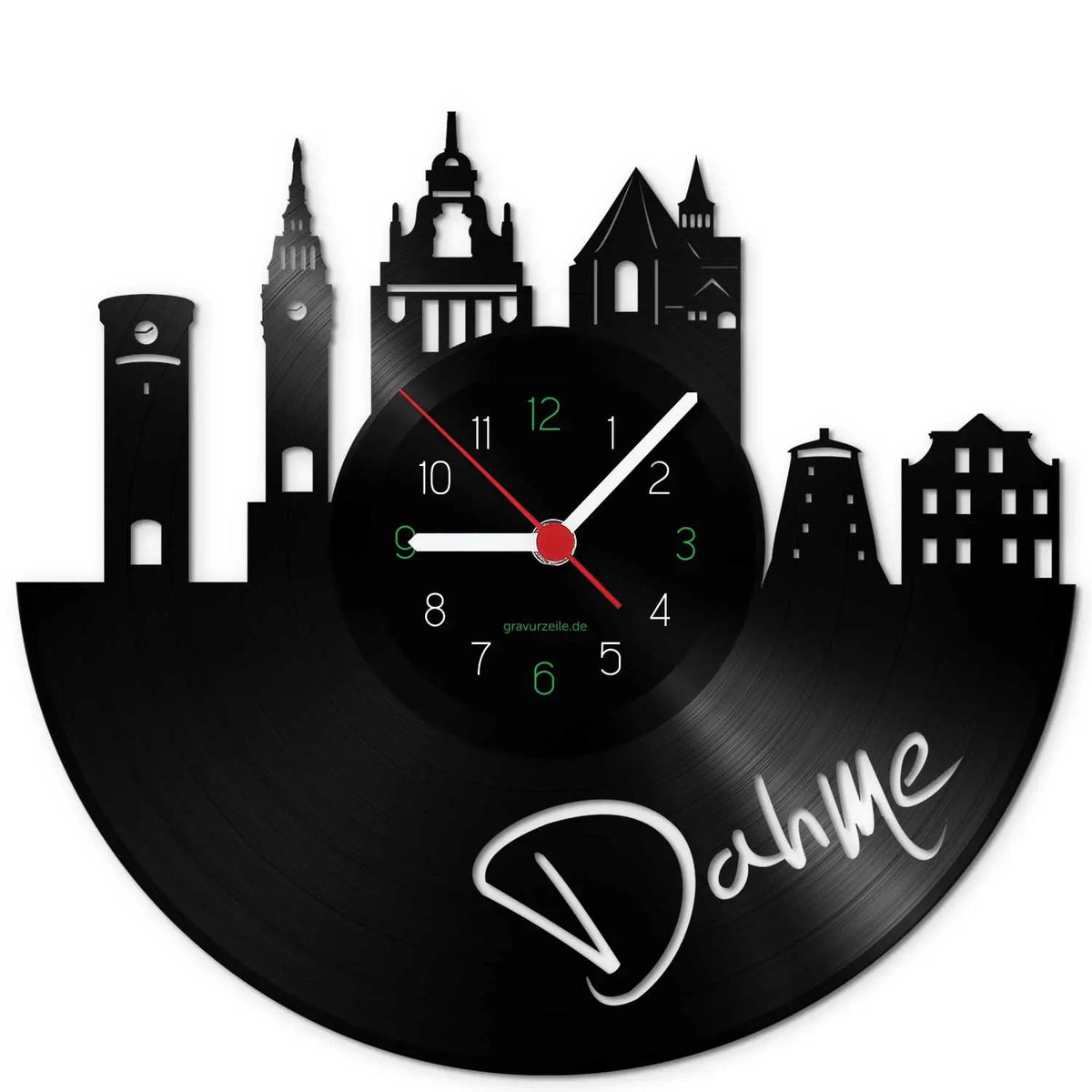 Wanduhr aus Vinyl Skyline Dahme/Mark
