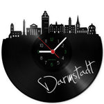 Wanduhr aus Vinyl Skyline Darmstadt