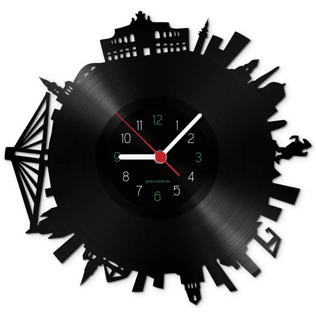 Wanduhr aus Vinyl Skyline Dresden 2017