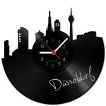 Wanduhr aus Vinyl Skyline Düsseldorf