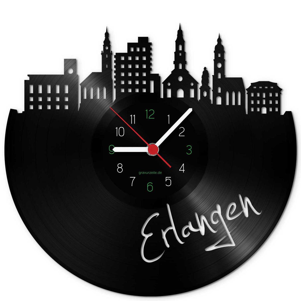 Wanduhr aus Vinyl Skyline Erlangen