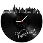 Wanduhr aus Vinyl Skyline Flensburg