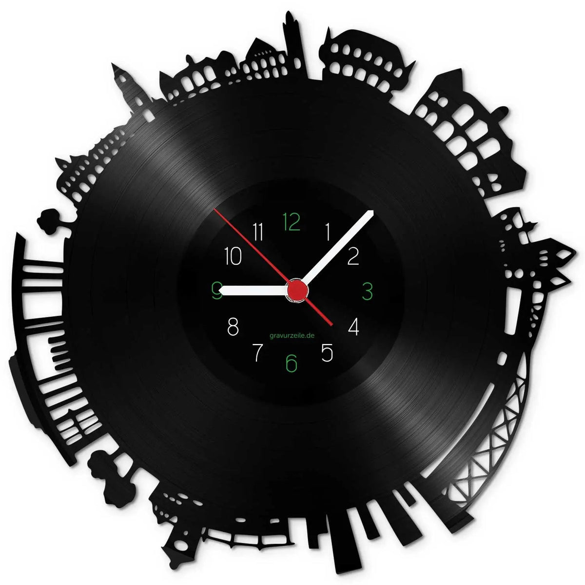 Wanduhr aus Vinyl Skyline Freiburg 2017