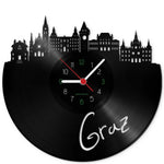 Wanduhr aus Vinyl Skyline Graz