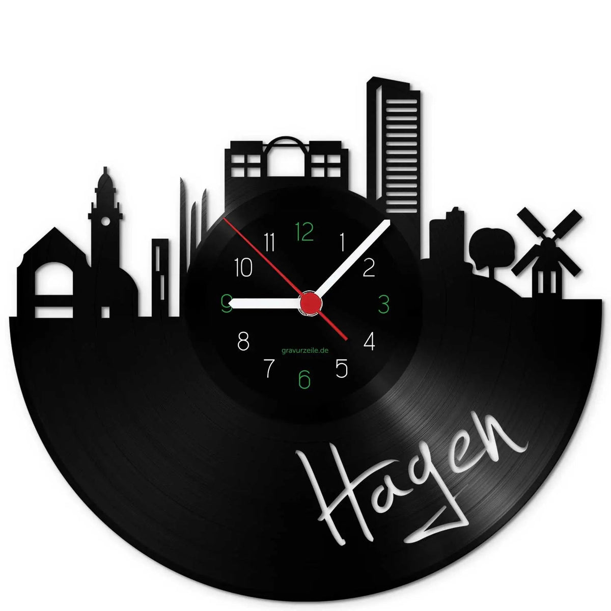 Wanduhr aus Vinyl Skyline Hagen