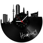 Wanduhr aus Vinyl Skyline Hamburg
