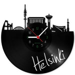 Wanduhr aus Vinyl Skyline Helsinki