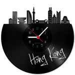 Wanduhr aus Vinyl Skyline Hong Kong