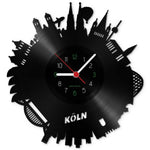 Wanduhr aus Vinyl Skyline Köln 2017