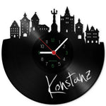 Wanduhr aus Vinyl Skyline Konstanz