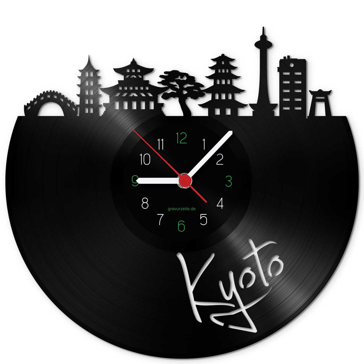 Wanduhr aus Vinyl Skyline Kyoto