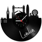 Wanduhr aus Vinyl Skyline London