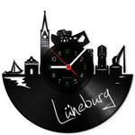 Wanduhr aus Vinyl Skyline Lüneburg